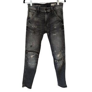 G Star Raw Jeans Mens Size 29 X 34 5420 3D Zip Knee Skinny Gray Black Wash